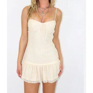 Ivory Lace Mini Dress M Babydoll Fairy Y2K Romantic festival coquette fairycore